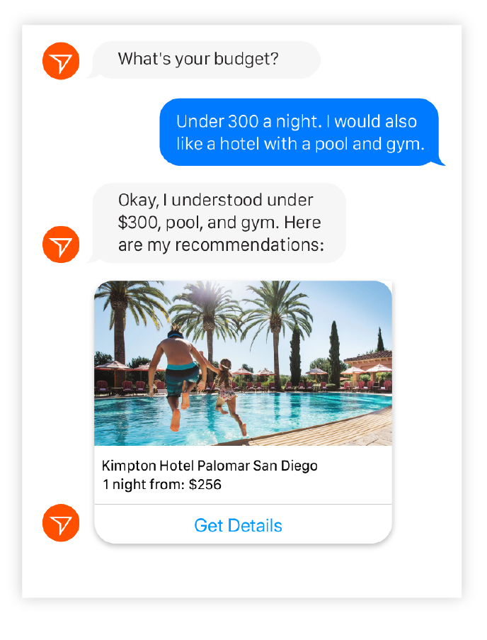 Screenshot of chatbot on a mobile device